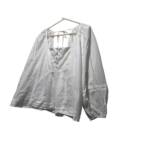 Maurices Lace Babydoll Blouse Womens 1X White Ballon Sleeves Cottagecore Peasent - Picture 16 of 16